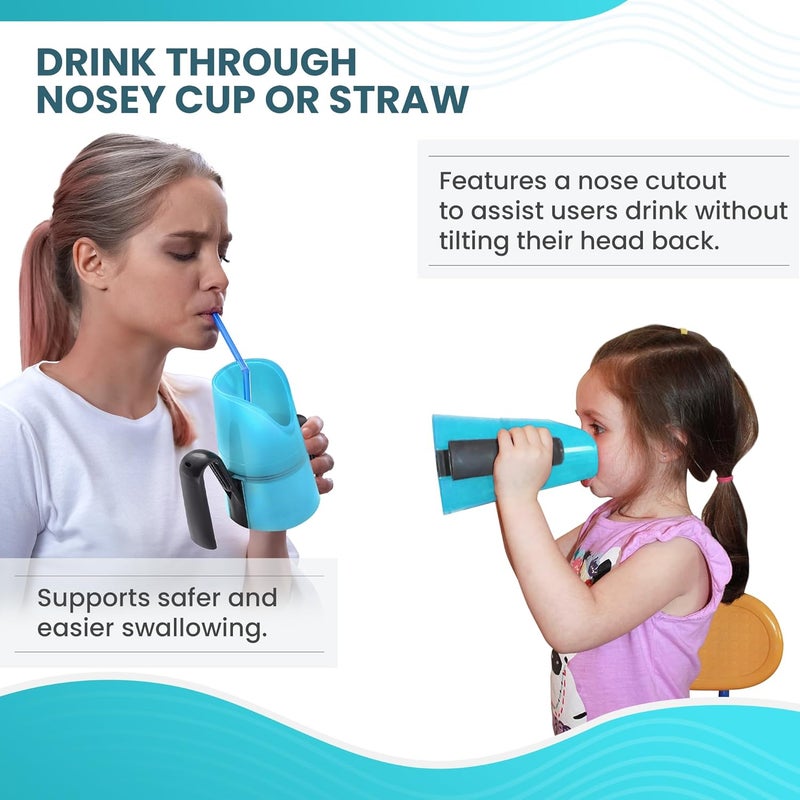 RJE Dysphagia Regulating Drinking Cup for Difficulty Swallowing Disorders - Controlled Sips Adult Size (8oz) Cup Prevents Aspiration - 2 Handles for Secure Grip - Adjustable 3-15cc, Made in Canada - Image 5